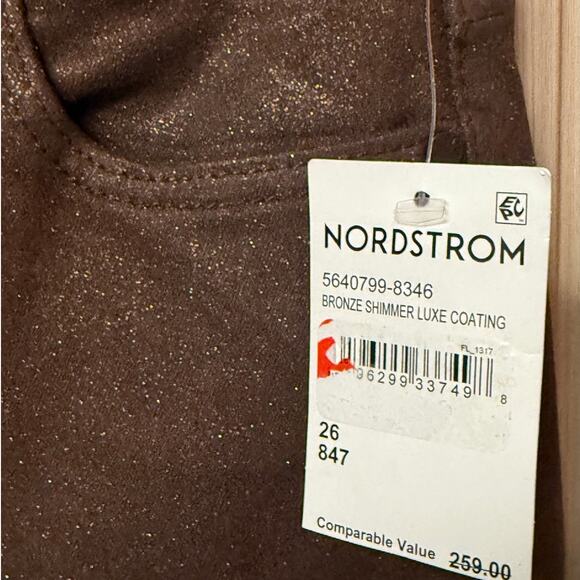 PAIGE Claudine Bronze Shimmer Luxe Coating Ankle Flare Jeans Size 26 - Picture 10 of 16